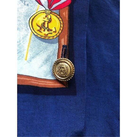 Liz Claiborne Collection Women’s Blue Sailor Graphic Design Themed Button Up Col - Picture 4 of 7